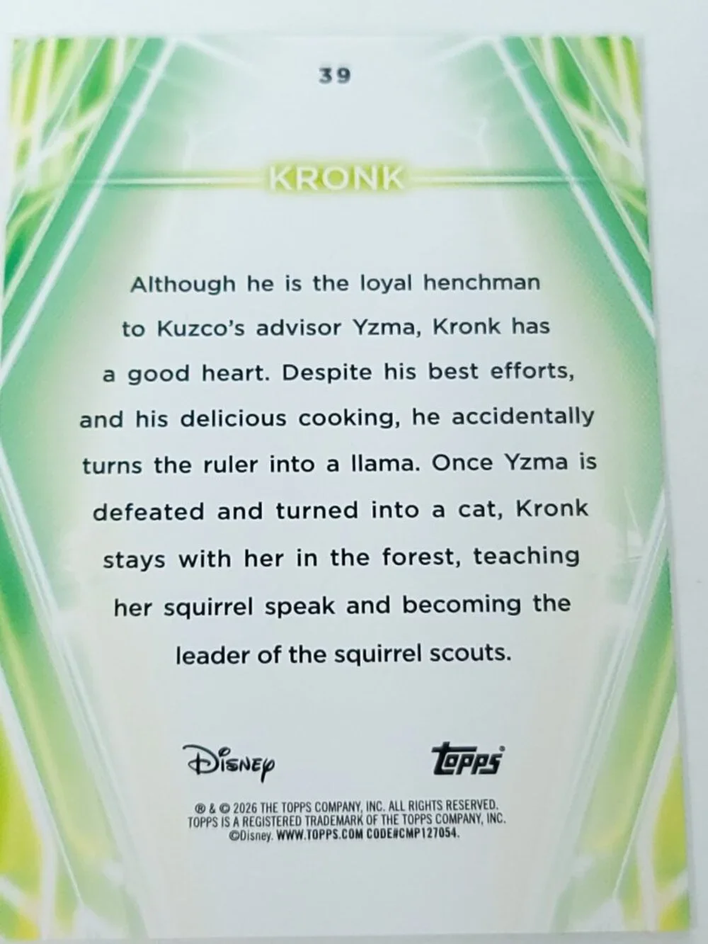 Kronk Topps 2026 Disney Neon Holo Parallel Refractor Limited 055/199 - Picture 4 of 4